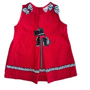 Rare Edition Girls 18M Red Black Sleeveless Dress Jumper Scottie Terrier Dog